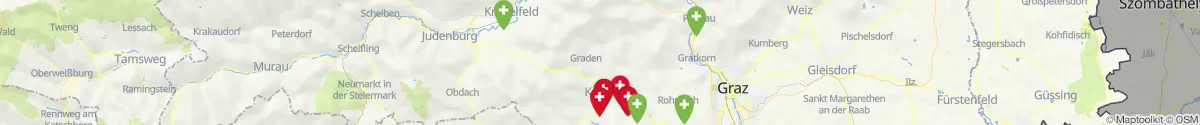 Kartenansicht für Apotheken-Notdienste in der Nähe von Kainach bei Voitsberg (Voitsberg, Steiermark)